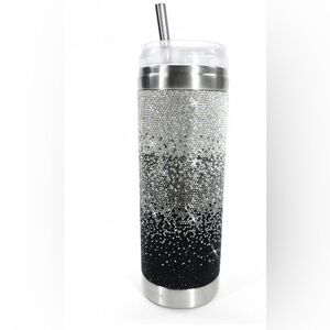 Jacquline Kent BELIEVE BLACK OMBRE DIAMOND CRYSTAL TUMBLER with Free Strap